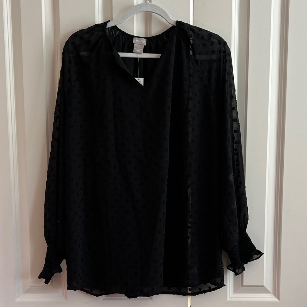 NWT.  Chico’s Black Textured Women's Blouse